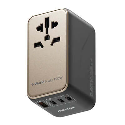 Momax 1-World Universal 4-Port Travel GaN Charger 120W + USB-C Cable