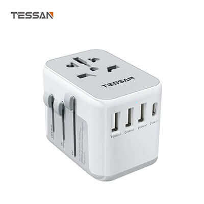 TESSAN 17W Universal Travel Adapter with 1 USB C & 3 USB A Ports Corporate Gifts Singapore