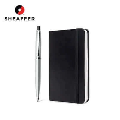Sheaffer Strobe Silver Ballpoint Pen with Chrome Trims and Small Notebook Gift Set Corporate Gifts Singapore