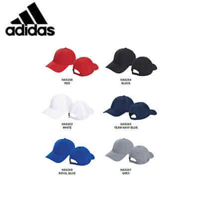 Adidas Crestable Golf Performance Cap color variety including red, black, white, navy blue, royal blue, and grey.
