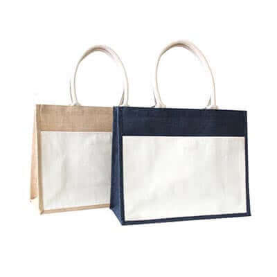 Eco Friendly A3 Jute Tote Bag with Canvas Pocket Executive Corporate Gifts Singapore