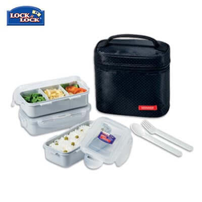 Lock & Lock 3-tier BPA Free Lunch Box with Cutlery Executive Corporate Gifts Singapore