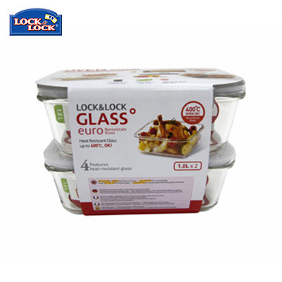 Lock & Lock Glass Container 2pc Set 1.0L Executive Corporate Gifts Singapore