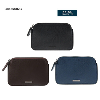 Crossing Elite Leather Key Coin Pouch With Card Slots RFID Executive Corporate Gifts Singapore