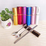 3pcs stainless steel cutlery set with folding chopsticks | AbrandZ Corporate Gifts