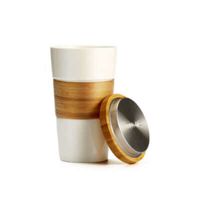 Eco Friendly Ceramic Mug with Bamboo Lid and Sleeve Executive Corporate Gifts Singapore