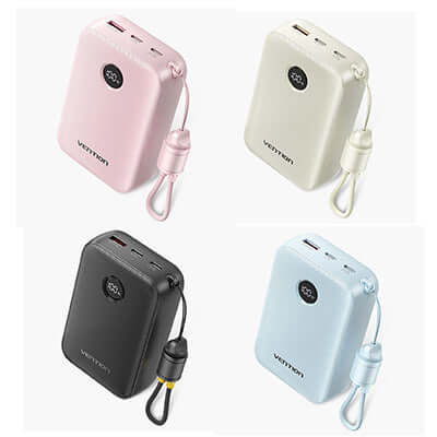Vention Compact 20000mAh Power Bank 22.5W in four colors, ideal for corporate gift and convenient charging.