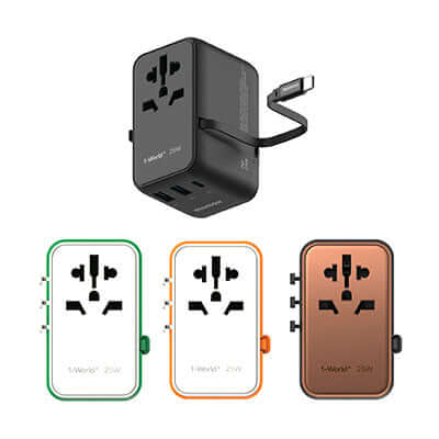 Momax 1-World+ 3-Port Travel Charger Built-In USB-C Cable 25W Executive Corporate Gifts Singapore