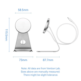 Vention 15W Magnetic Wireless Charger Stand with MagSafe with dimensions 58.5mm x 115.5mm x 73mm.