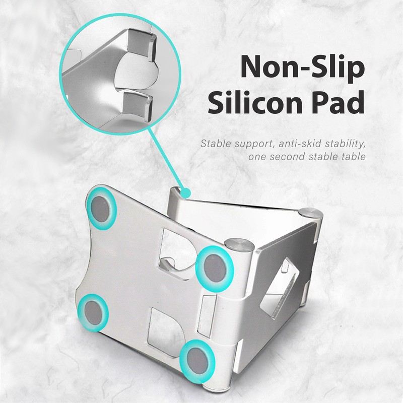Close-up graphic of the contact pads on the aluminium mobile stand