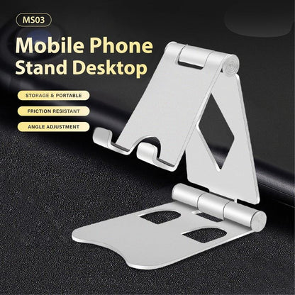 Aluminium mobile stand shown open beside a folded position in the catalogue illustration