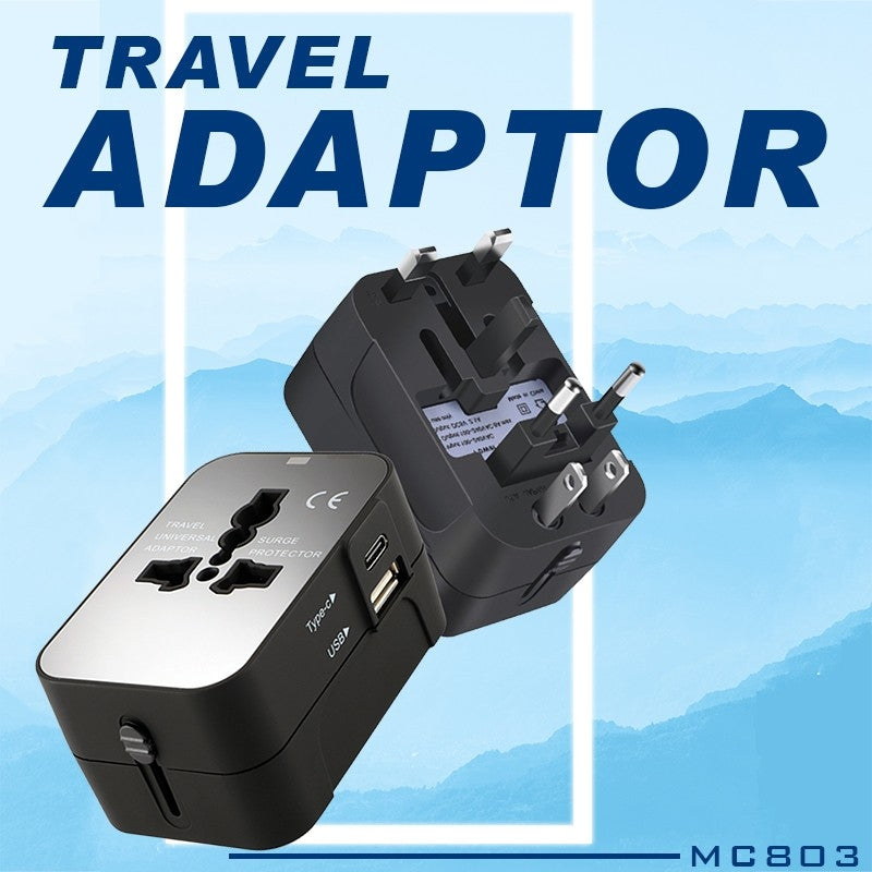 Travel Adaptor with1 Type C and 1 USB Port Executive Corporate Gifts Singapore