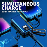 22.5W Quick Charge Powerbank with Built-in Cable