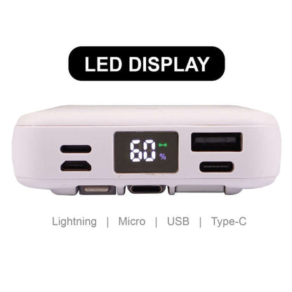 10000MAH Wireless Power Bank with Magsafe featuring LED display and multiple charging ports.