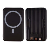10000MAH Wireless Power Bank with Magsafe showing sleek black design and integrated cables, ideal as a corporate gift.