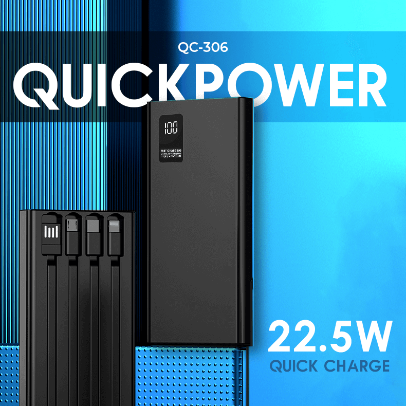 10000mAh 22.5W Super Quick Charge Powerbank with Built-in Cables Executive Corporate Gifts Singapore