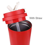 600ml Thermo Mug with Strap, red with straw, perfect for daily hydration, corporate gift idea.