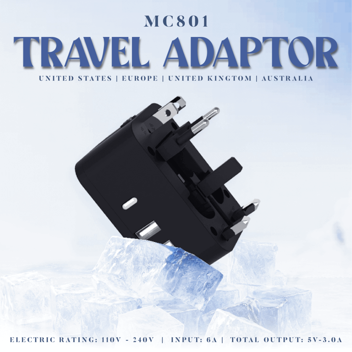 Travel Adaptor With 3.0A Fast Charge Executive Gifts Singapore