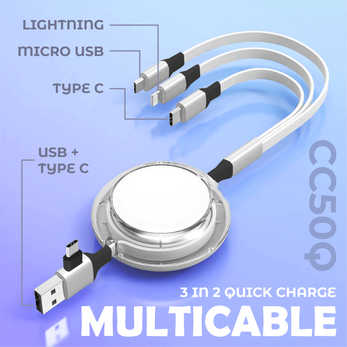 3 IN 2 Quick Charge Cable With Data Transfer Executive Gifts Singapore