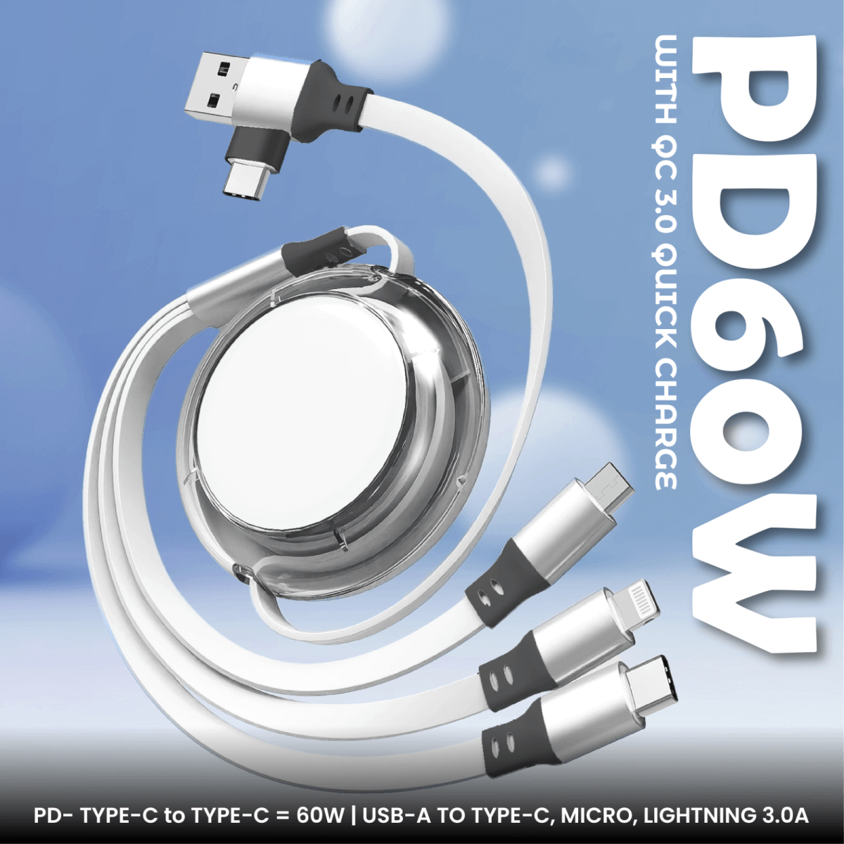 3 IN 2 Quick Charge Cable With Data Transfer Executive Gifts Singapore