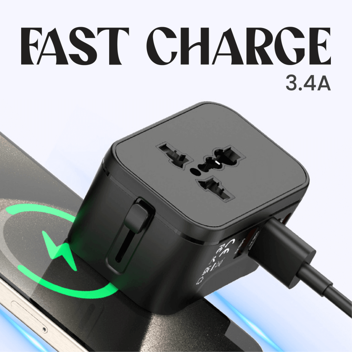 World Travel Adaptor With 3.4A Fast Charge Executive Gifts Singapore