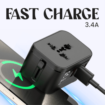 World Travel Adaptor With 3.4A Fast Charge Executive Gifts Singapore