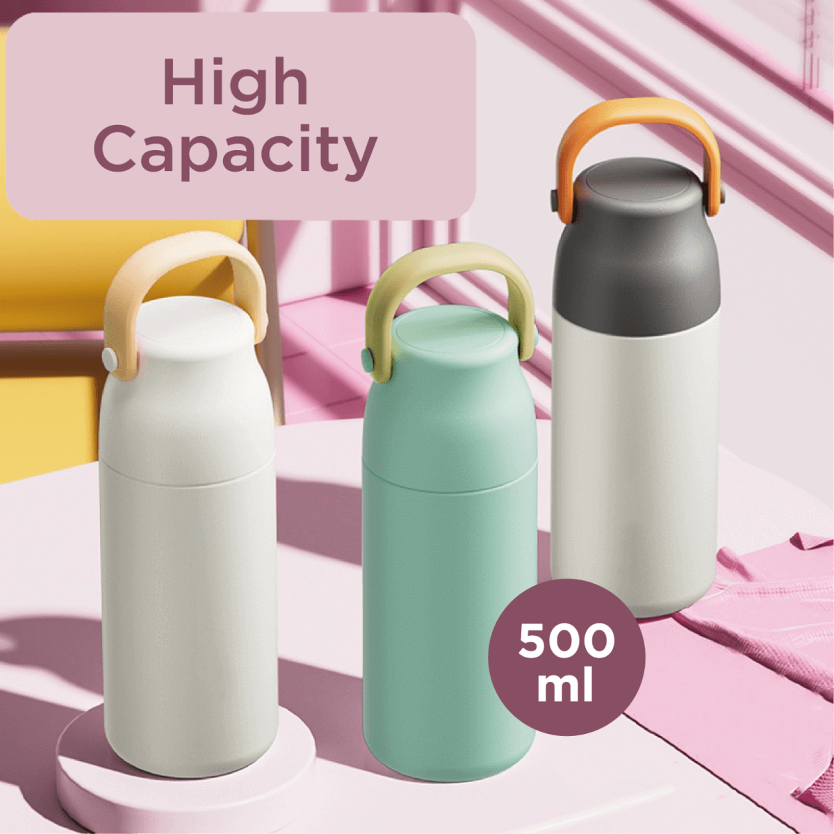 Fancy 500ml Vacum Flask With Cup & Handle Corporate Gifts Singapore