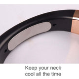 Close-up of Portable Neck Fan showcasing its sleek design and comfort features for staying cool.