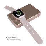 Multifunctional Fast Charging Powerbank 10000MAH charging a smart watch with wireless capability.