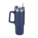 900ml Thermal Flask With Straw and Handle in navy blue, perfect for hydration as a corporate gift.