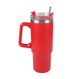 900ml Thermal Flask With Straw and Handle in vibrant red color, perfect as a corporate gift for hydration needs.