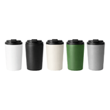 Stainless Steel 350ml Vacuum Mug in various colors including black, white, green, beige, and grey.