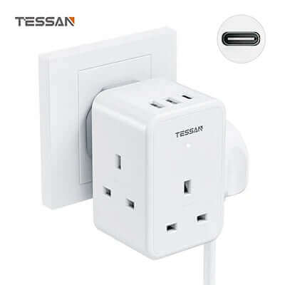 TESSAN Multi Plug Extension Wall Adapter with 2 USB and Type C Corporate Gifts Singapore