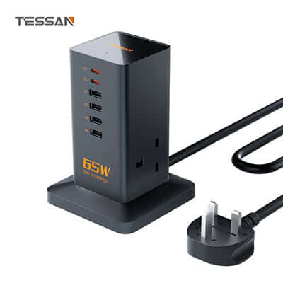 TESSAN 65W GaN Extension Tower with USB C Charging Station Corporate Gifts Singapore