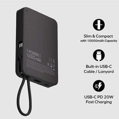 Momax 1-Power X Power Bank 10000mAh With Built-in USB-C Cable Executive Corporate Gifts Singapore