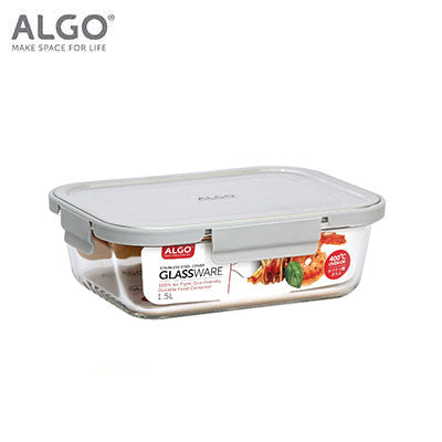 Algo Glass Food Container with Stainless Steel Cover 1500ML Executive Gifts Singapore
