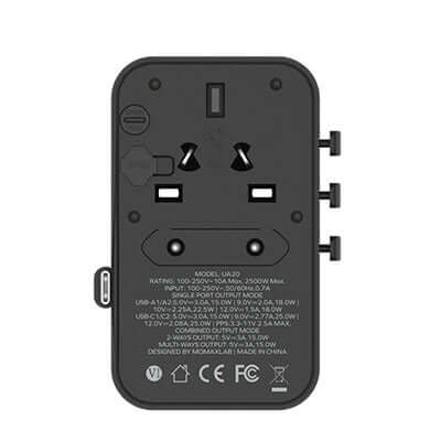 Momax 1-World+ 3-Port Travel Charger Built-In USB-C Cable 25W Executive Corporate Gifts Singapore
