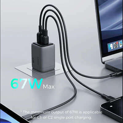 Aukey PA-C3 Comet Mix 3 67W PD Wall Charger with GaN Technology Executive Gifts Singapore