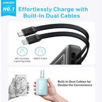 Anker Zolo Power Bank 10000mAh 30W with Built-in USB-C and Lightning Cables