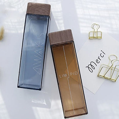 BPA Free Square Water Bottle with Bamboo Lid 500ml Executive Corporate Gifts Singapore