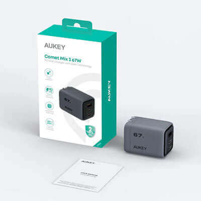 Aukey PA-C3 Comet Mix 3 67W PD Wall Charger with GaN Technology Executive Gifts Singapore