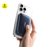 Baseus PicoGo AM61 Qi2.2 Magnetic Power Bank 10000mAh 45W attached to smartphone for charging.