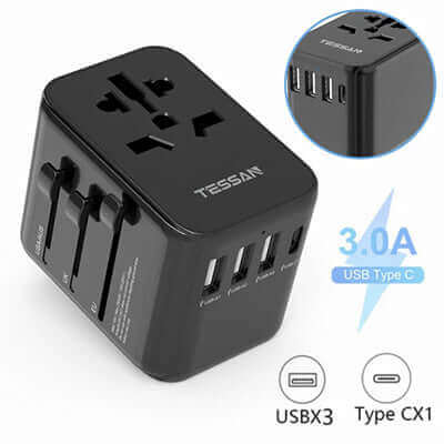 TESSAN 17W Travel Charger with 3 USB and 1 Type C Corporate Gifts Singapore