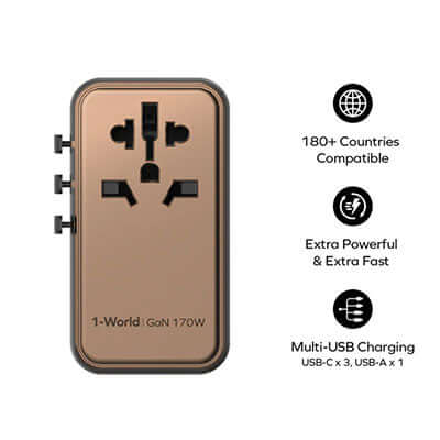 Momax 1-World 4-Port GaN Travel Charger 170W + USB-C Cable Executive Corporate Gifts Singapore