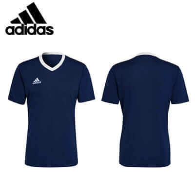 adidas Entrada 22 Jersey in navy blue, front and back view, perfect for comfort and style on the field or casual wear.