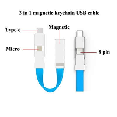 3 in 1 Magnetic Keychain USB Charging Cable Executive Corporate Gifts Singapore