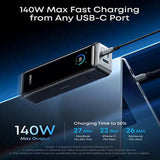 Anker Prime Power Bank 26250mAh 3-Port 300W Laptop Portable Charger A110A showcasing 140W max fast charging from any USB-C port.