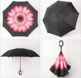 24'' Double Layer Inverted Umbrella showcasing vibrant floral design, perfect for corporate gift ideas.