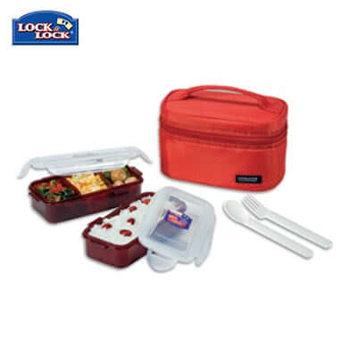 Lock & Lock 2-tier BPA Free Lunch Box with Cutlery Executive Corporate Gifts Singapore