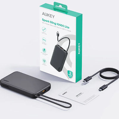 Aukey PB-Y53 Spark Sling 10000mAh Lite Slim PB Built-in USB-C Cable Executive Corporate Gifts Singapore